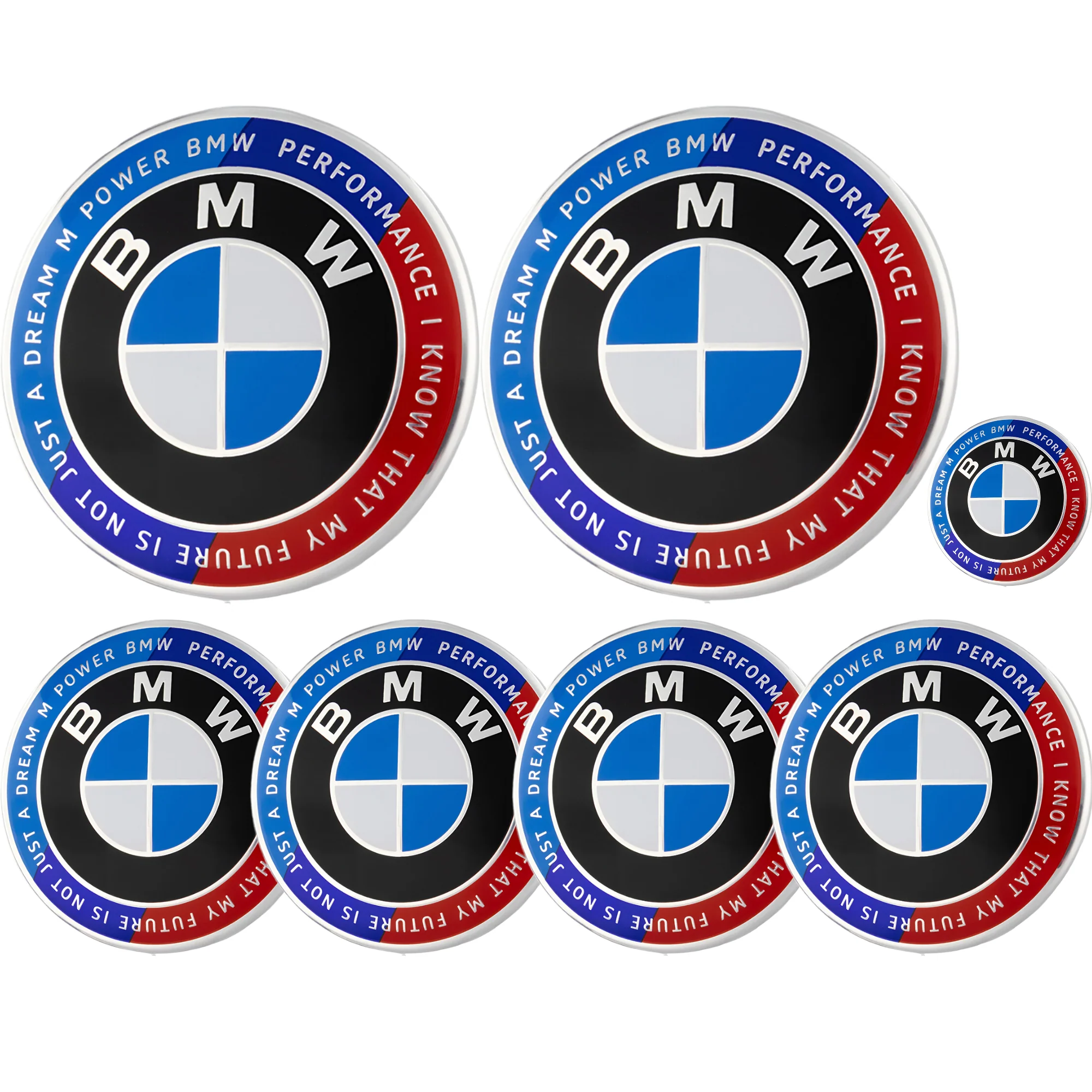 BMW 50th Anniversary Badge | Blue & Red – high-quality car emblem, wheel cap, steering wheel badge or accessory from CarluxParts