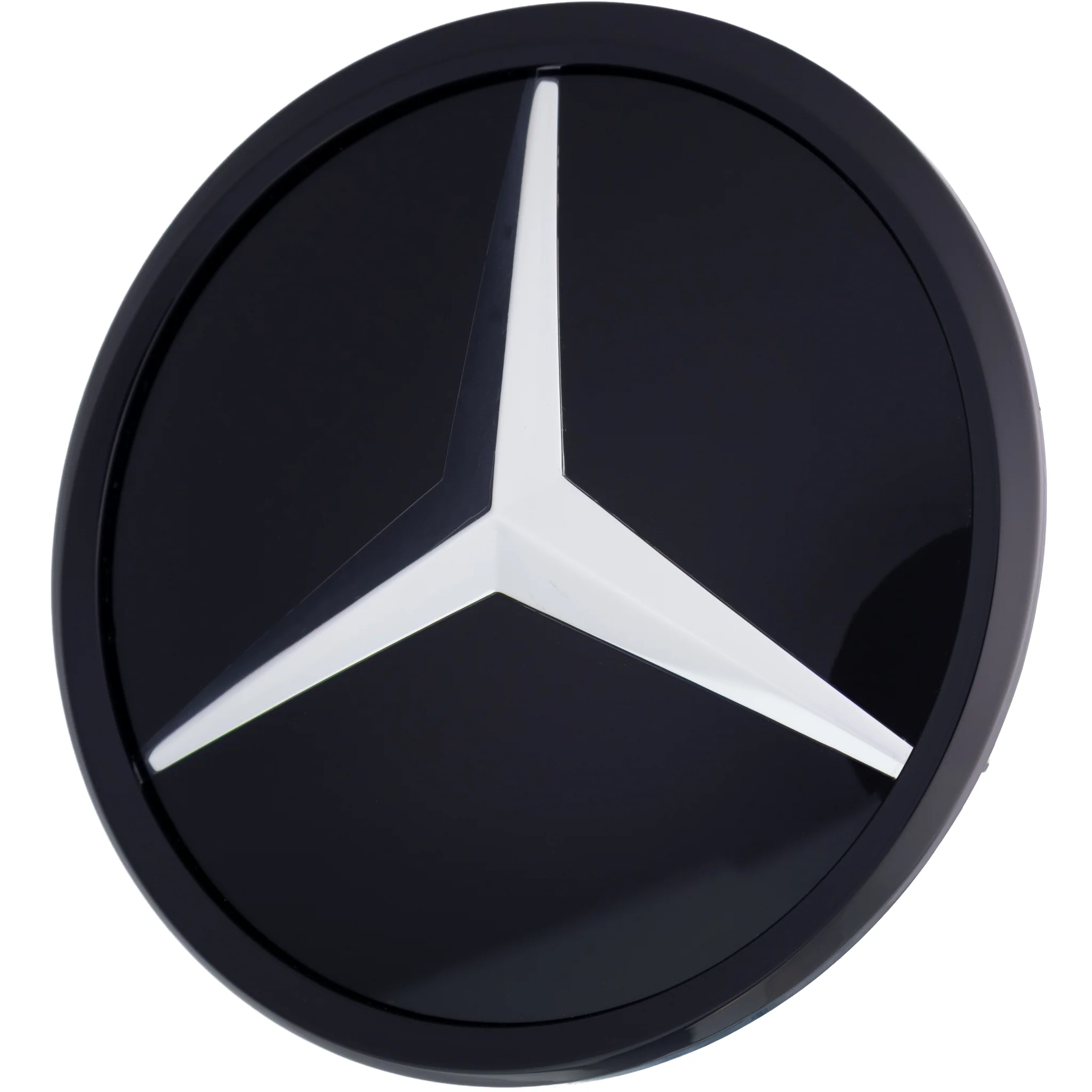 Mercedes Grille Emblem | Silver Black - Mirror Style – high-quality car emblem, wheel cap, steering wheel badge or accessory from CarluxParts