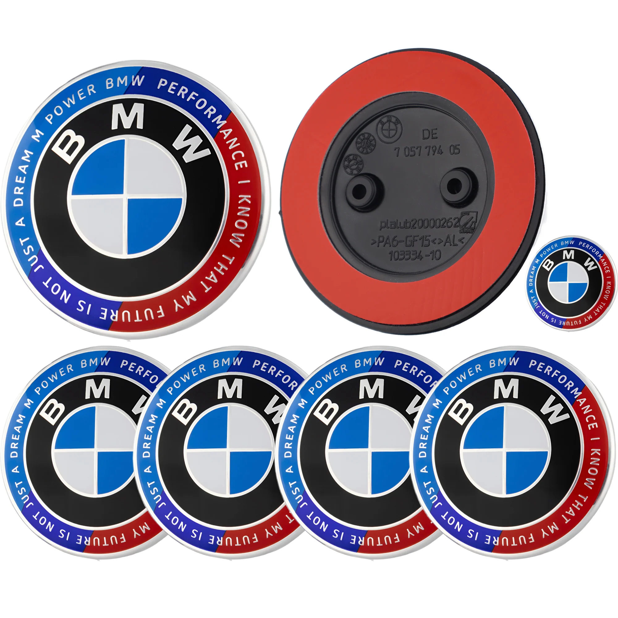 BMW 50th Anniversary Badge | Blue & Red – high-quality car emblem, wheel cap, steering wheel badge or accessory from CarluxParts