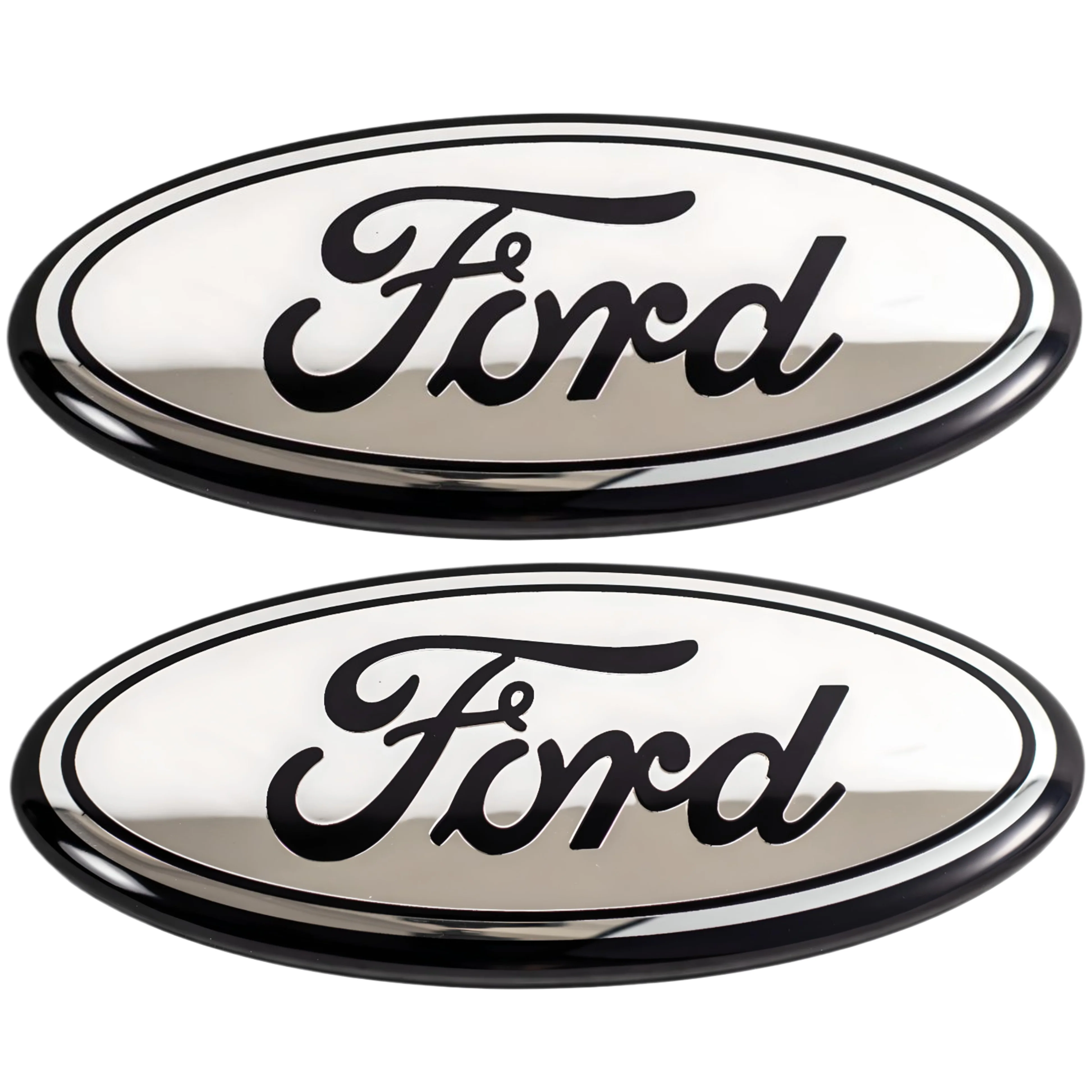 Ford Emblem Set Overlay | Chrome – high-quality car emblem, wheel cap, steering wheel badge or accessory from CarluxParts