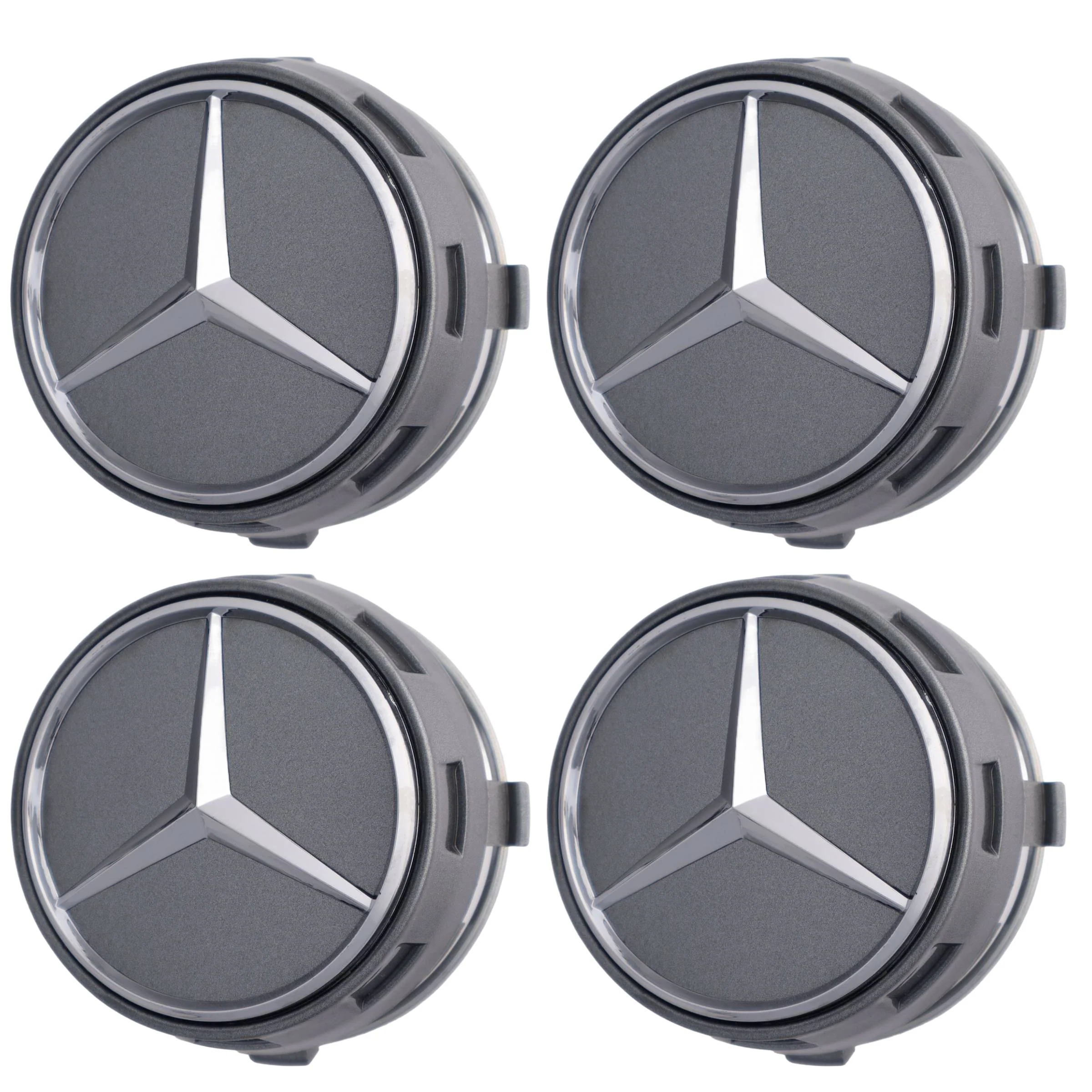Mercedes Elevated Hub Caps | Titanium Gray – high-quality car emblem, wheel cap, steering wheel badge or accessory from CarluxParts