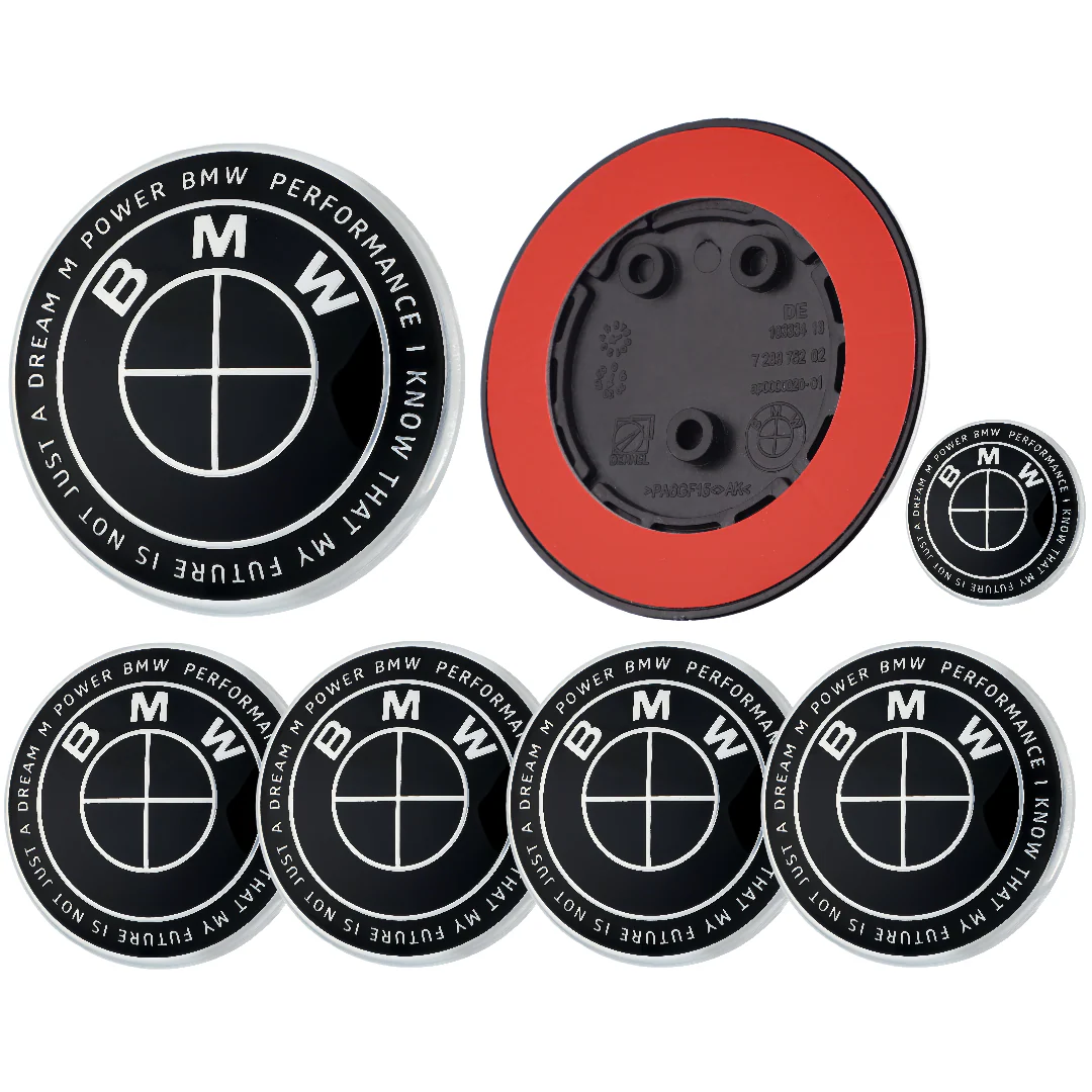 BMW 50th Anniversary Badge | Full Black – high-quality car emblem, wheel cap, steering wheel badge or accessory from CarluxParts