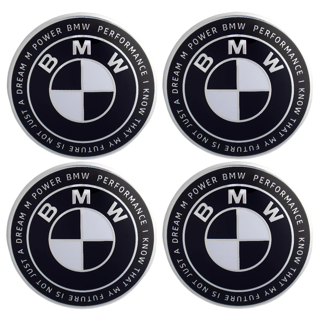BMW 50th Anniversary Badge | Black & White – high-quality car emblem, wheel cap, steering wheel badge or accessory from CarluxParts