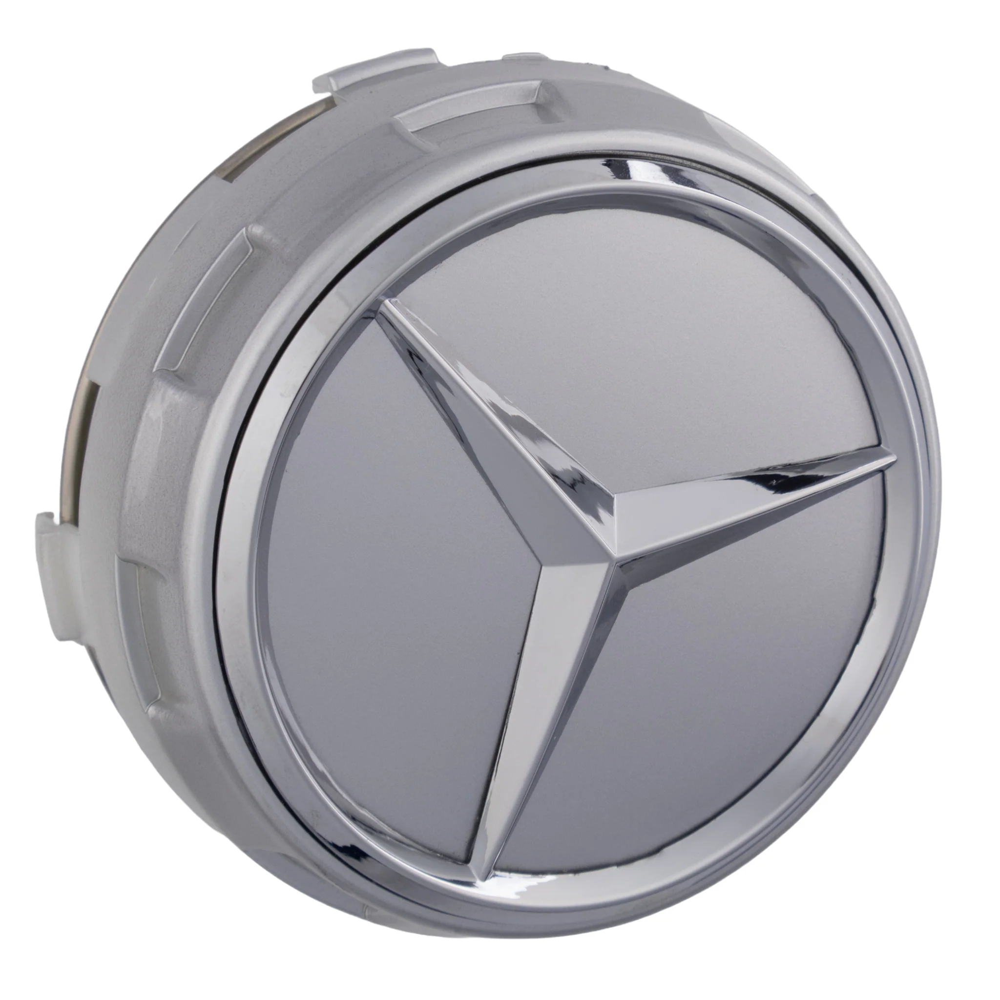 Mercedes Elevated Hub Caps | Platinum Silver – high-quality car emblem, wheel cap, steering wheel badge or accessory from CarluxParts