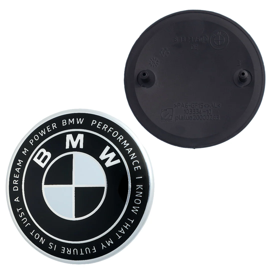 BMW 50th Anniversary Badge | Black & White – high-quality car emblem, wheel cap, steering wheel badge or accessory from CarluxParts