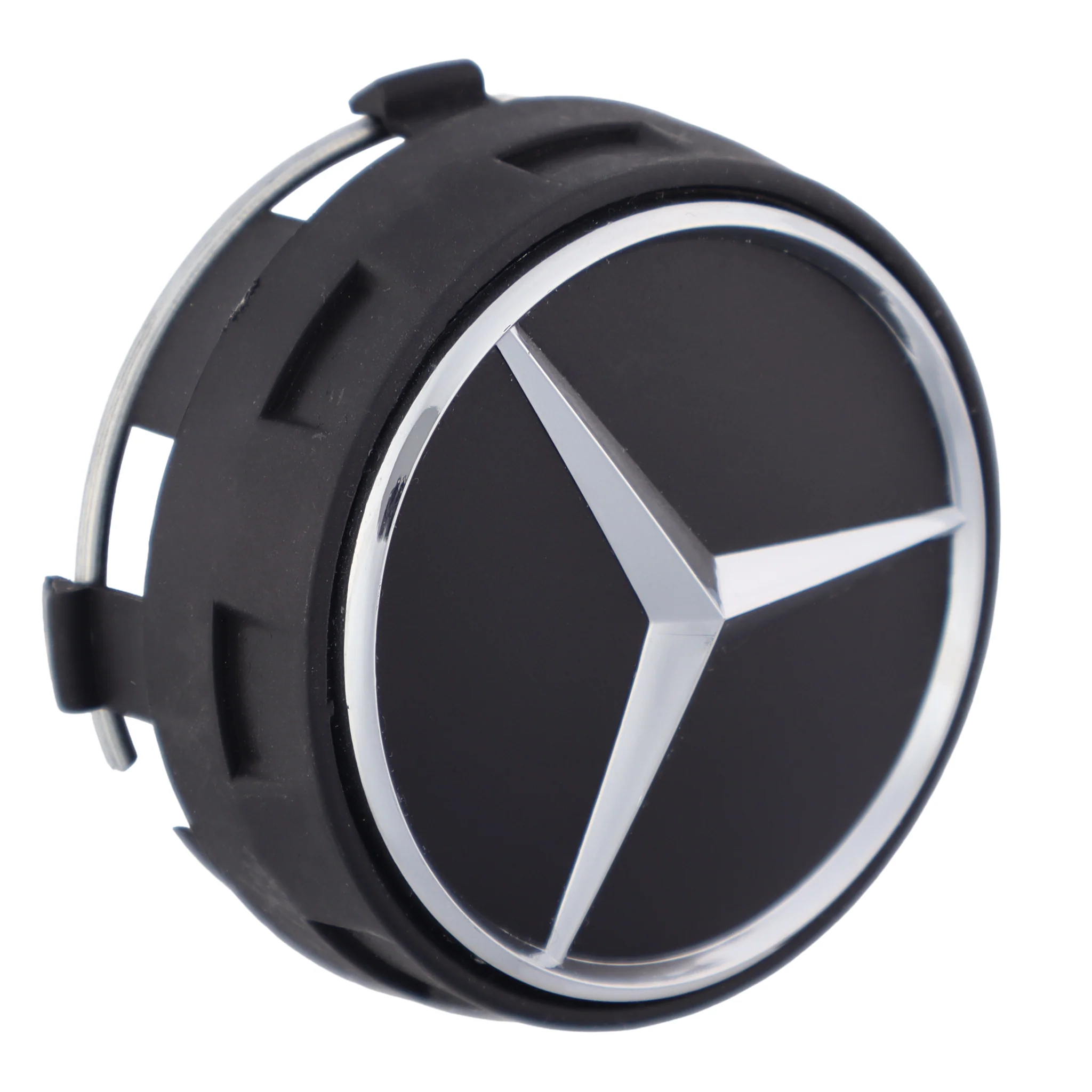 Mercedes Elevated Hub Caps | Matte Black – high-quality car emblem, wheel cap, steering wheel badge or accessory from CarluxParts