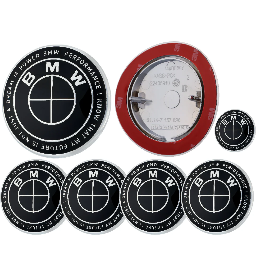 BMW 50th Anniversary Badge | Full Black – high-quality car emblem, wheel cap, steering wheel badge or accessory from CarluxParts
