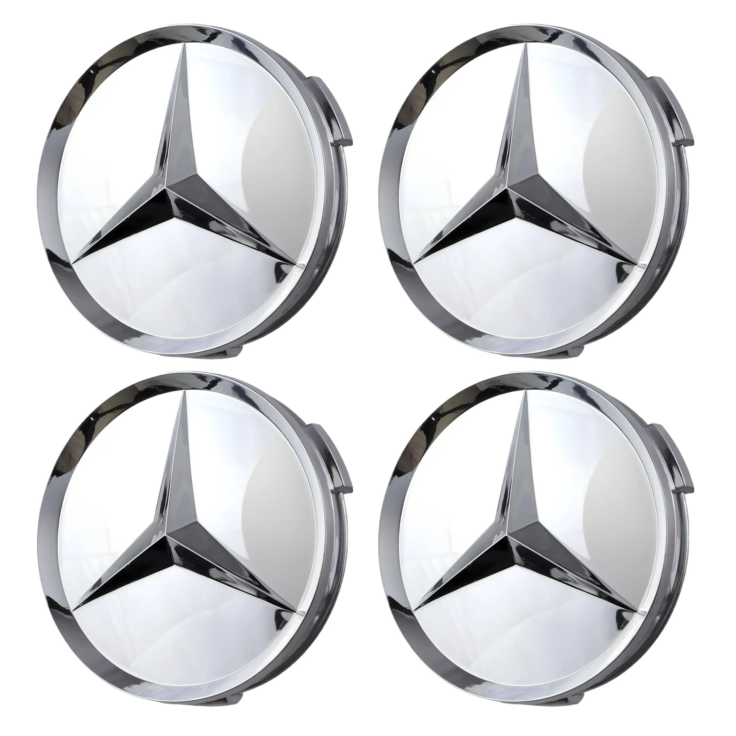 Mercedes Hub Caps | Gloss Silver – high-quality car emblem, wheel cap, steering wheel badge or accessory from CarluxParts