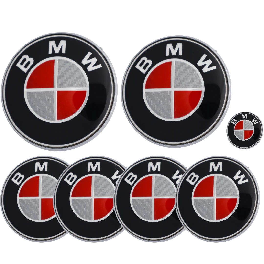 BMW Badge | Red & Grey – high-quality car emblem, wheel cap, steering wheel badge or accessory from CarluxParts