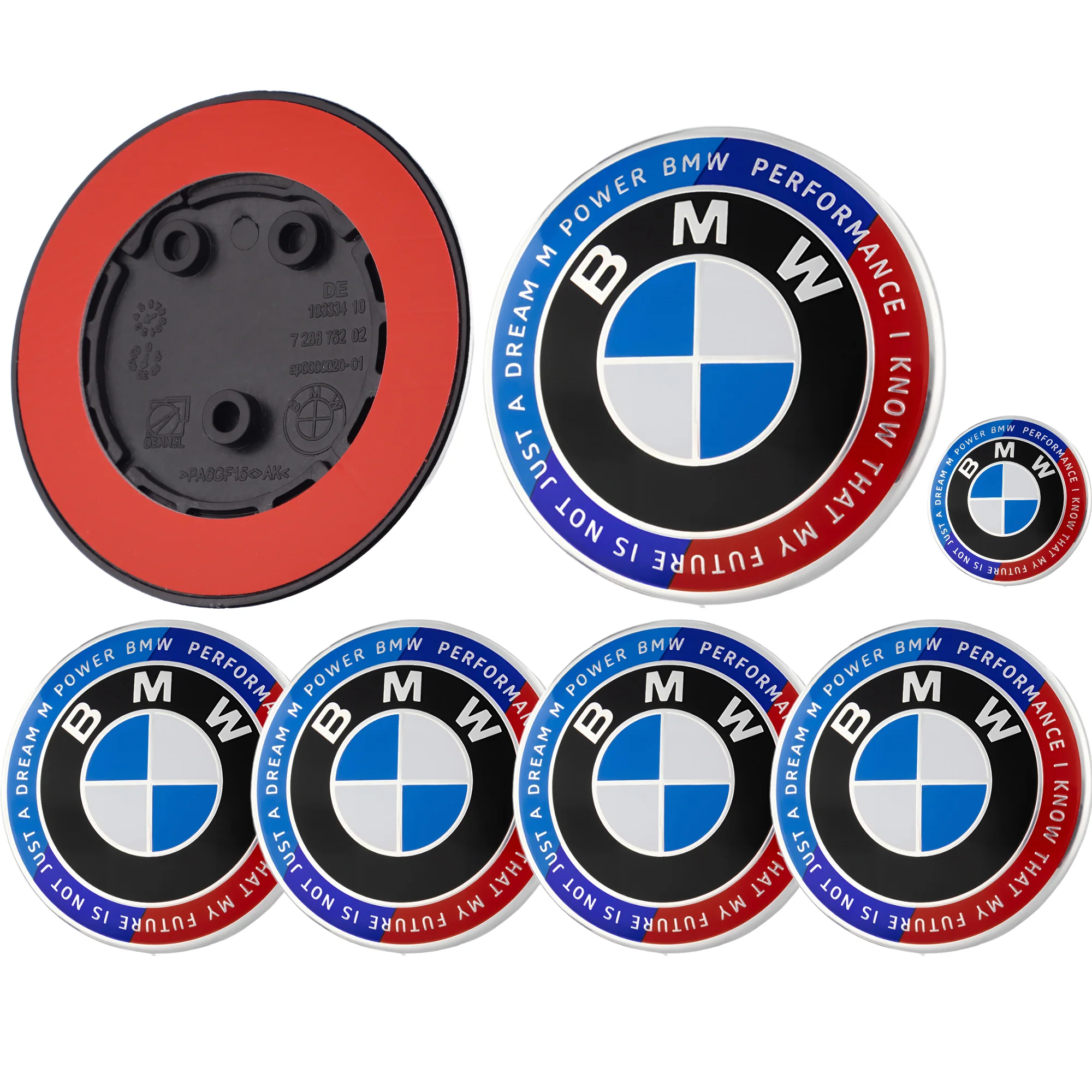 BMW 50th Anniversary Badge | Blue & Red – high-quality car emblem, wheel cap, steering wheel badge or accessory from CarluxParts