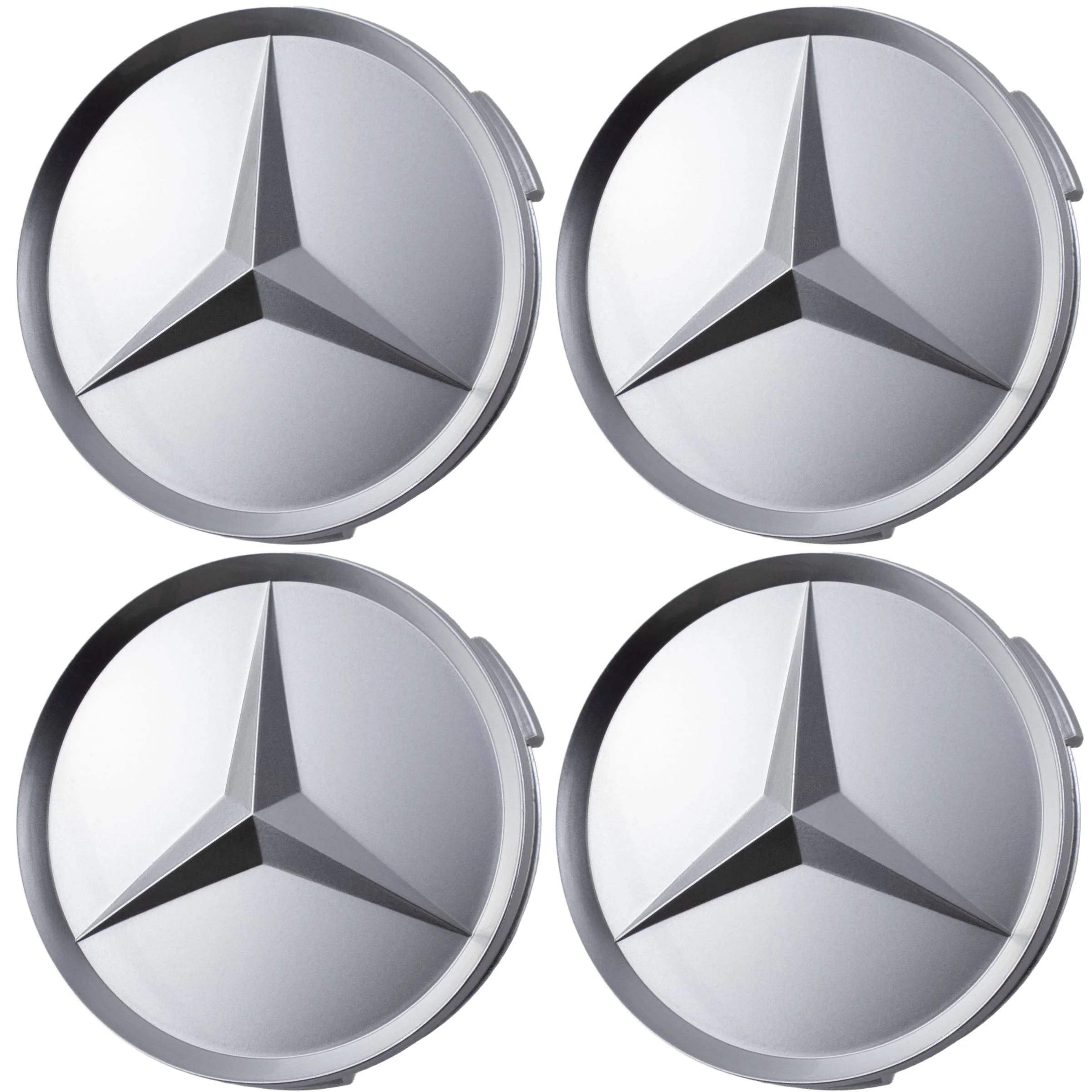 Mercedes Hub Caps | Matte Silver – high-quality car emblem, wheel cap, steering wheel badge or accessory from CarluxParts